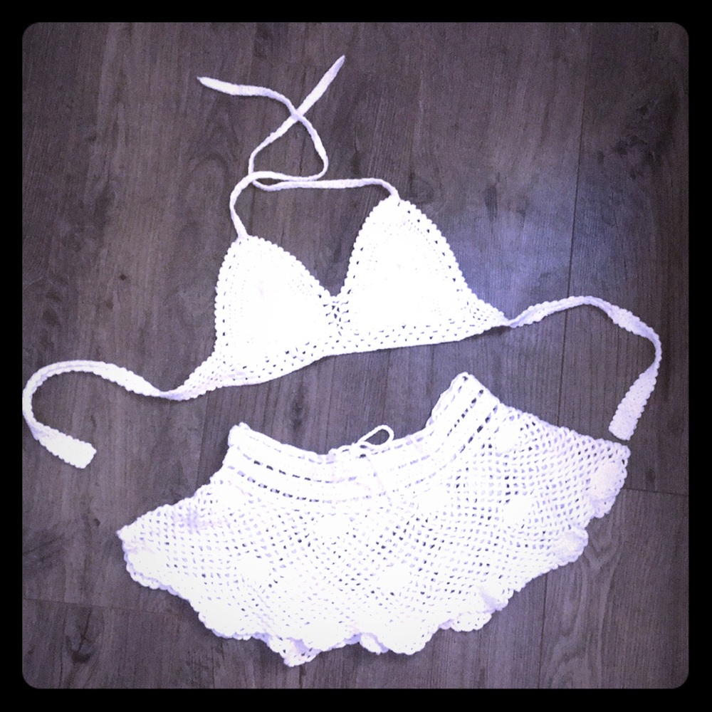 Unique Crochet Swimwear White